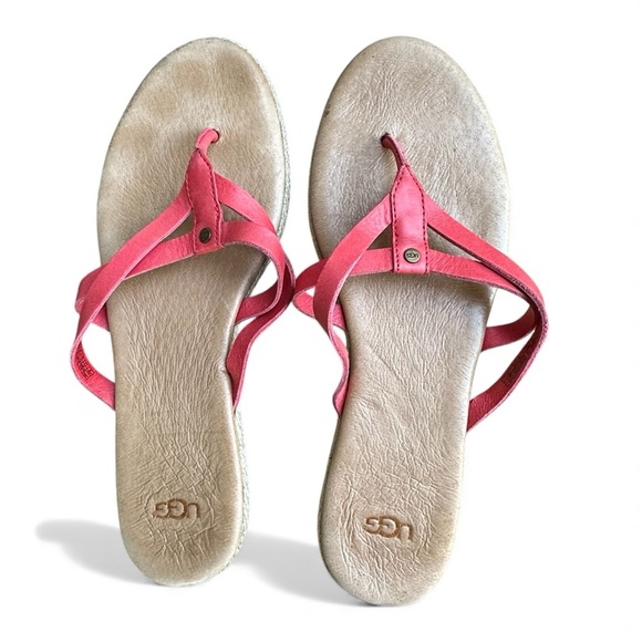 UGG Annice Pink  Leather Flip Flop Style Sandals Sz 9 - Picture 1 of 8
